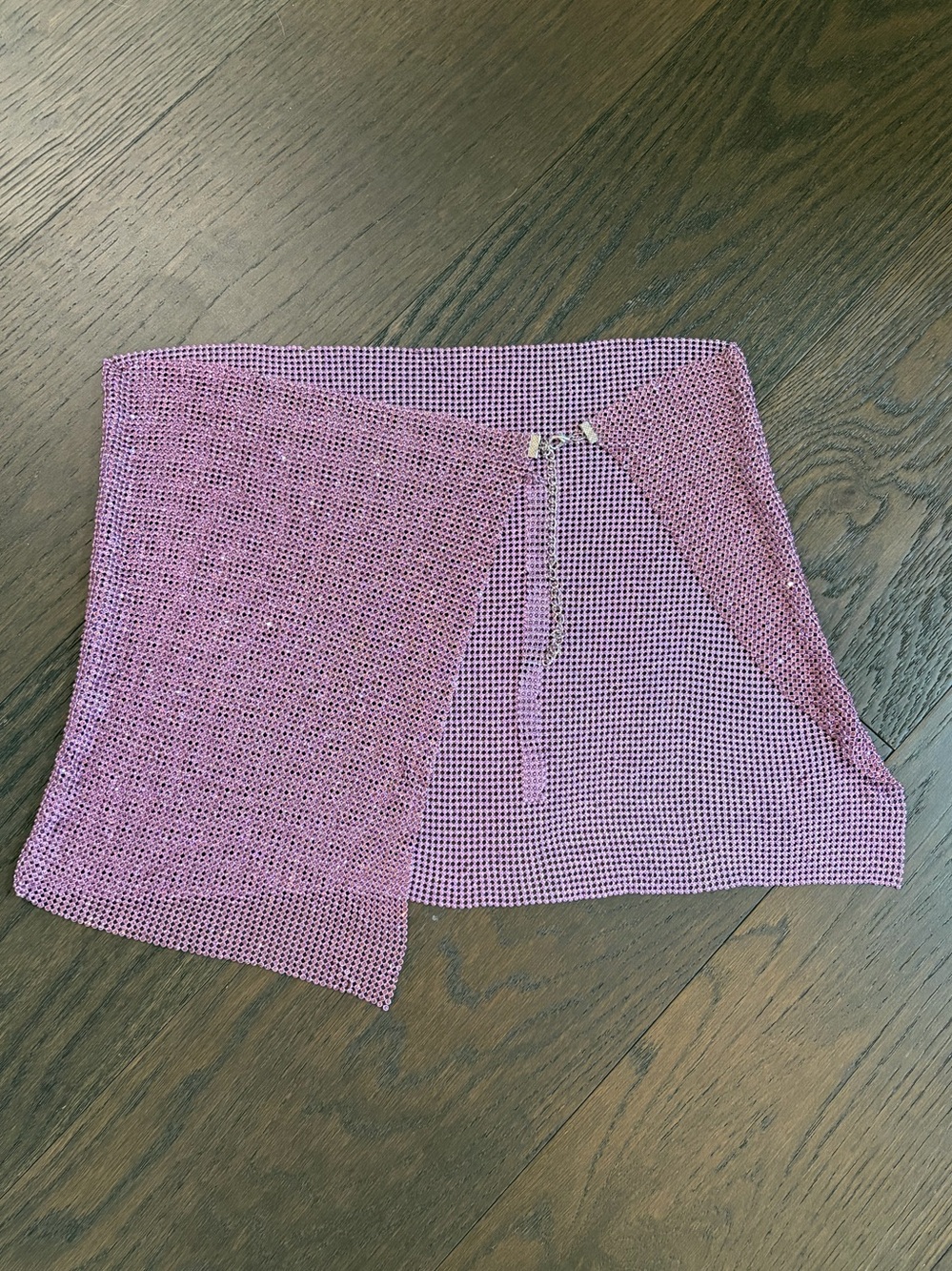 Pink chainmail adjustable wrap skirt rhinestoned design. One size fits most.